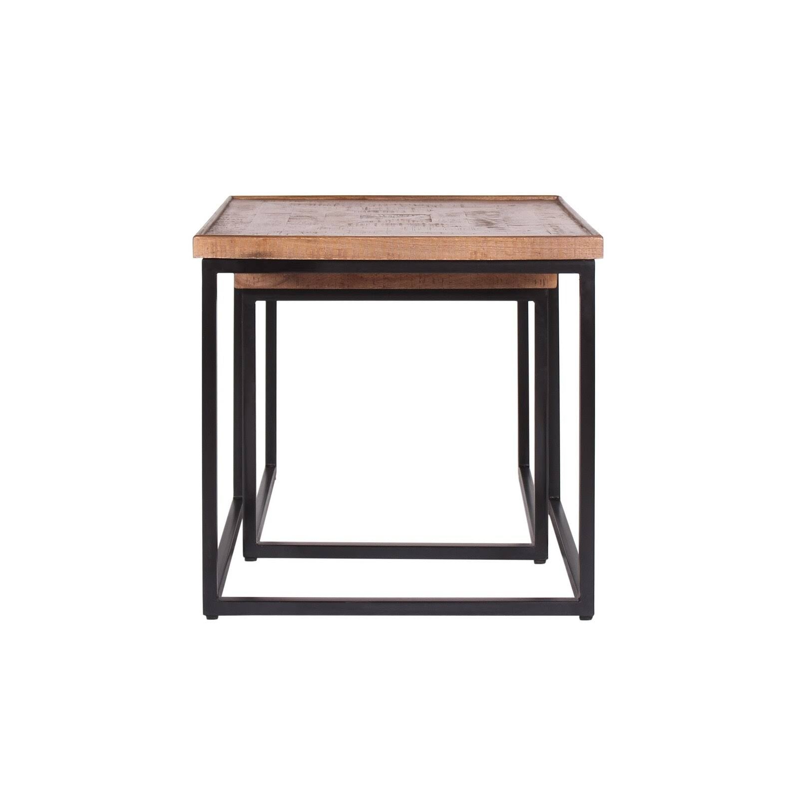 Mango Wood u0026 Iron Nesting Tables (Set of 2) - Brown B85385