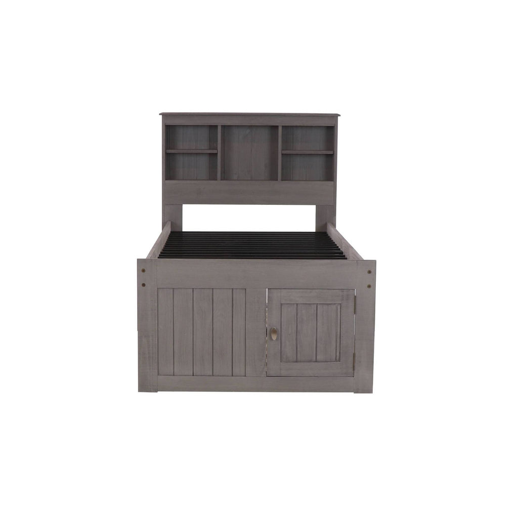 Charcoal Twin Bookcase Bed with 3 Drawers and Trundle T6313