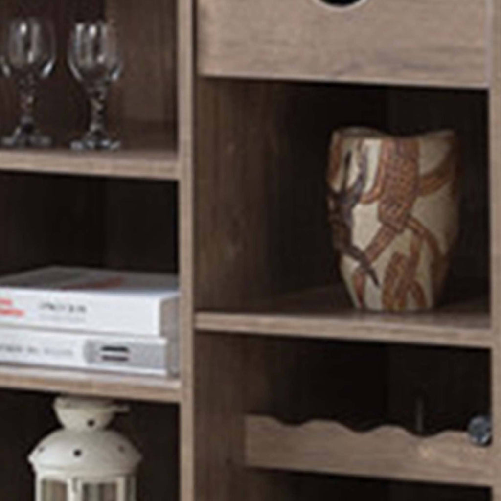Brown Wooden Wine Cabinet with Drop Down Leaf G858166