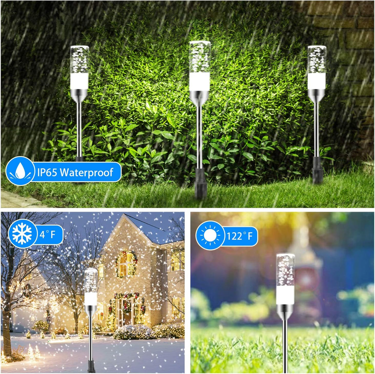 6 Pcs 4.8W LED Pathway Lights IP65 Waterproof Cool White 6000K X90049
