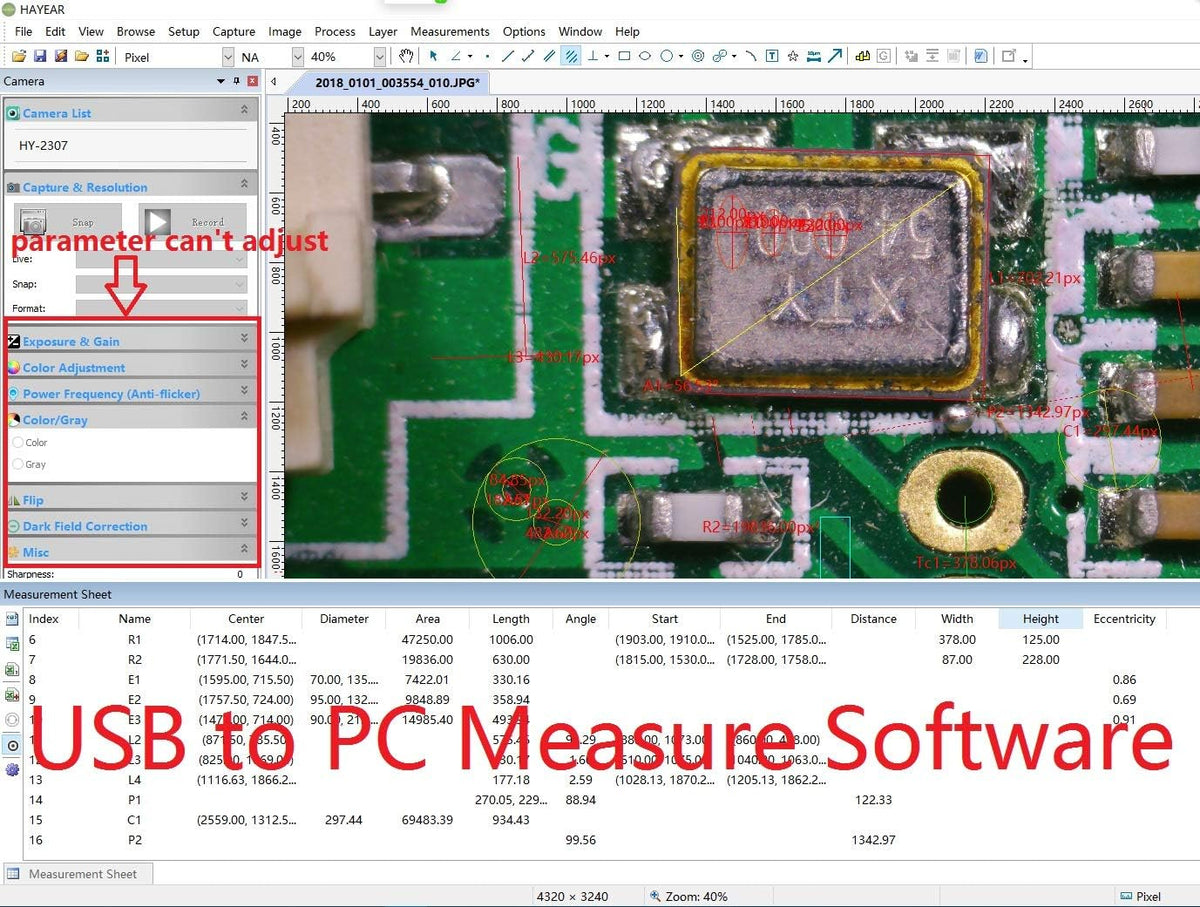 34MP 4K HDMI USB Microscope Camera with 5 Inch Display C-Mount Lens U848