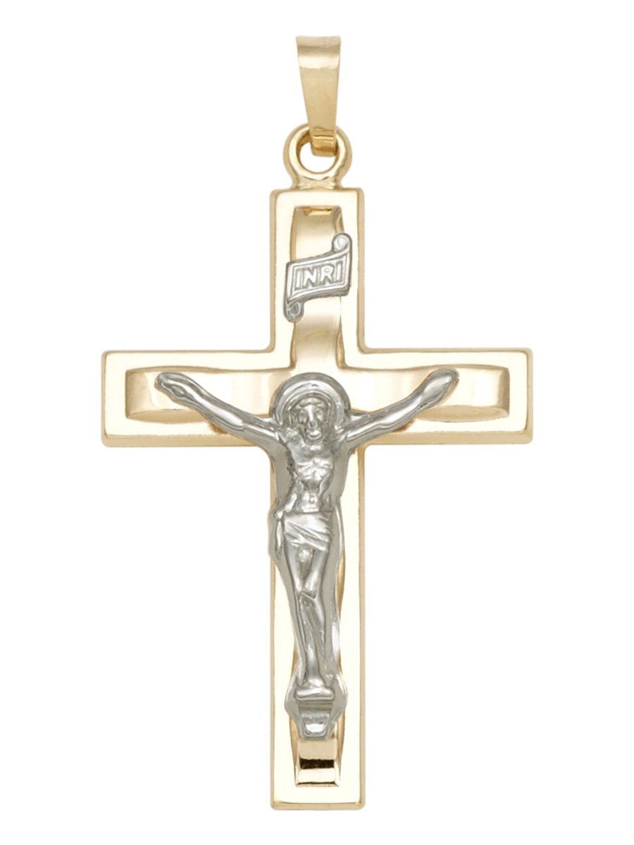 14 KT Two Tone Gold Crucifix J56176