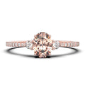 Oval Cut Morganite And Diamond Moissanite Engagement Ring in 10k Solid Rose Gold O166