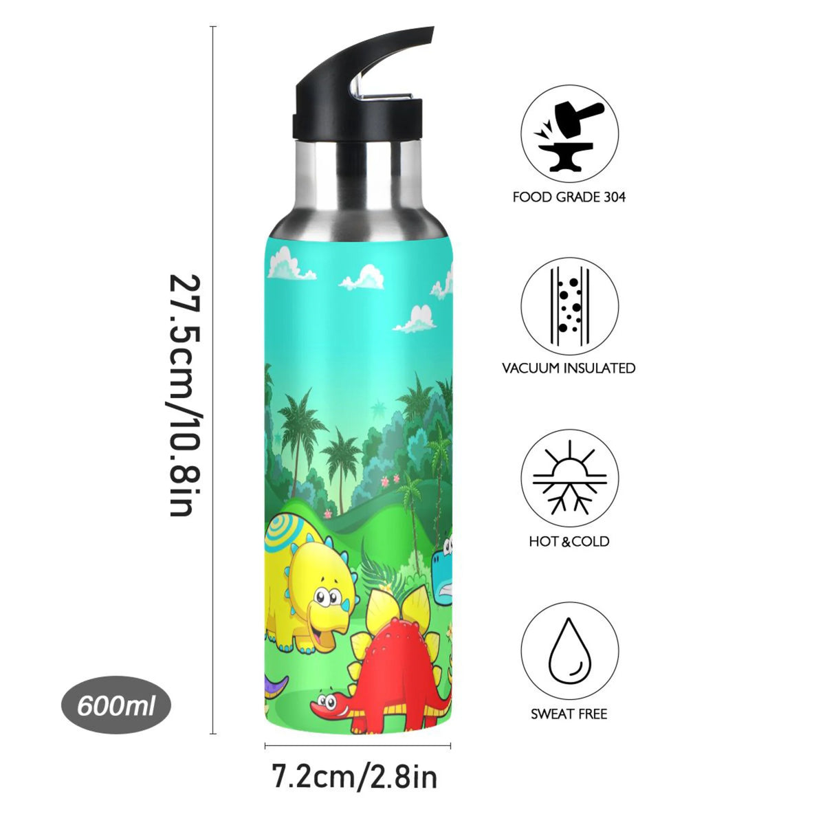 Stainless Steel Vacuum Insulated Water Bottle with Straw Lid 20 OZ E623