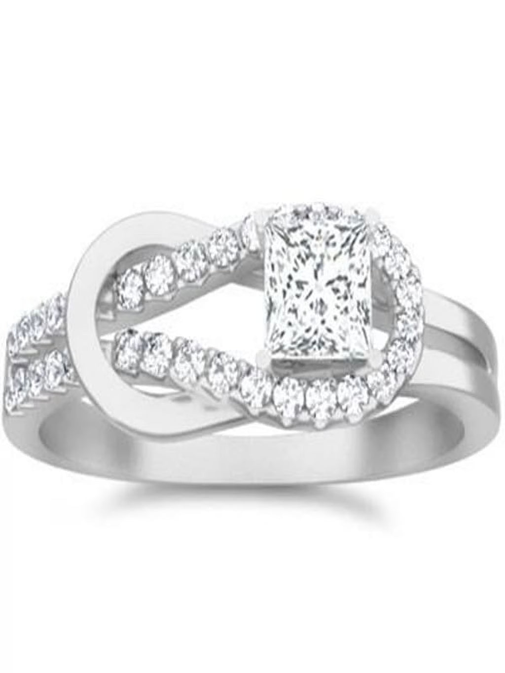 1.00 Carat Princess Cut Diamond Wedding Ring on 10k White Gold W145
