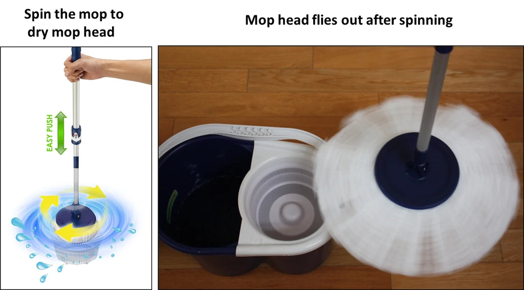 Hand Push Spin Mop with 2 Microfiber Mop Heads W9597