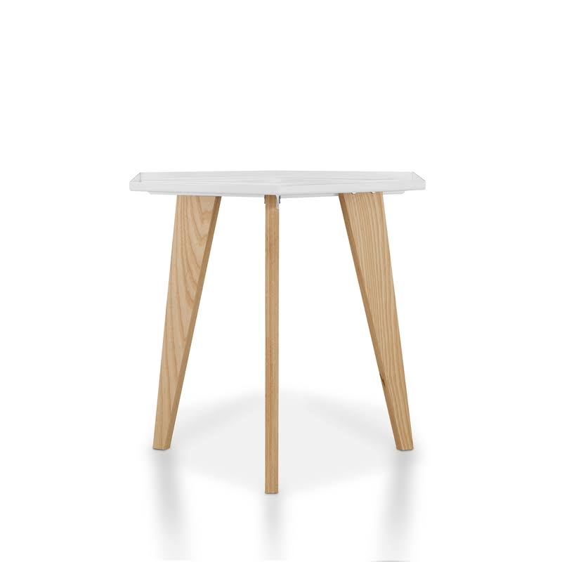 Modern Geometric End Table in White Z688