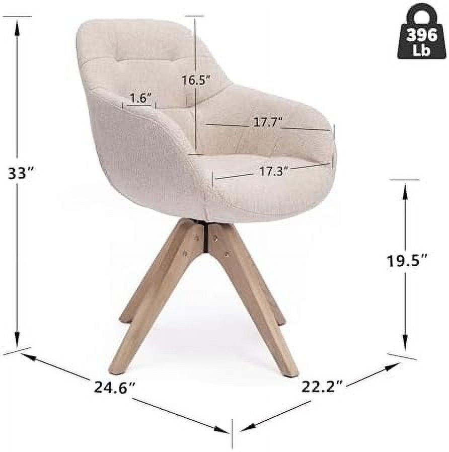 Mid Century Modern Swivel Fabric Accent Chair with Oak Wood Legs I10555