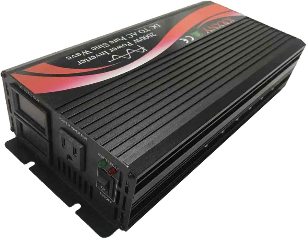 2000W Pure Sine Wave Power Inverter 12V DC to 110V 120V AC 60HZ with LED Display D726