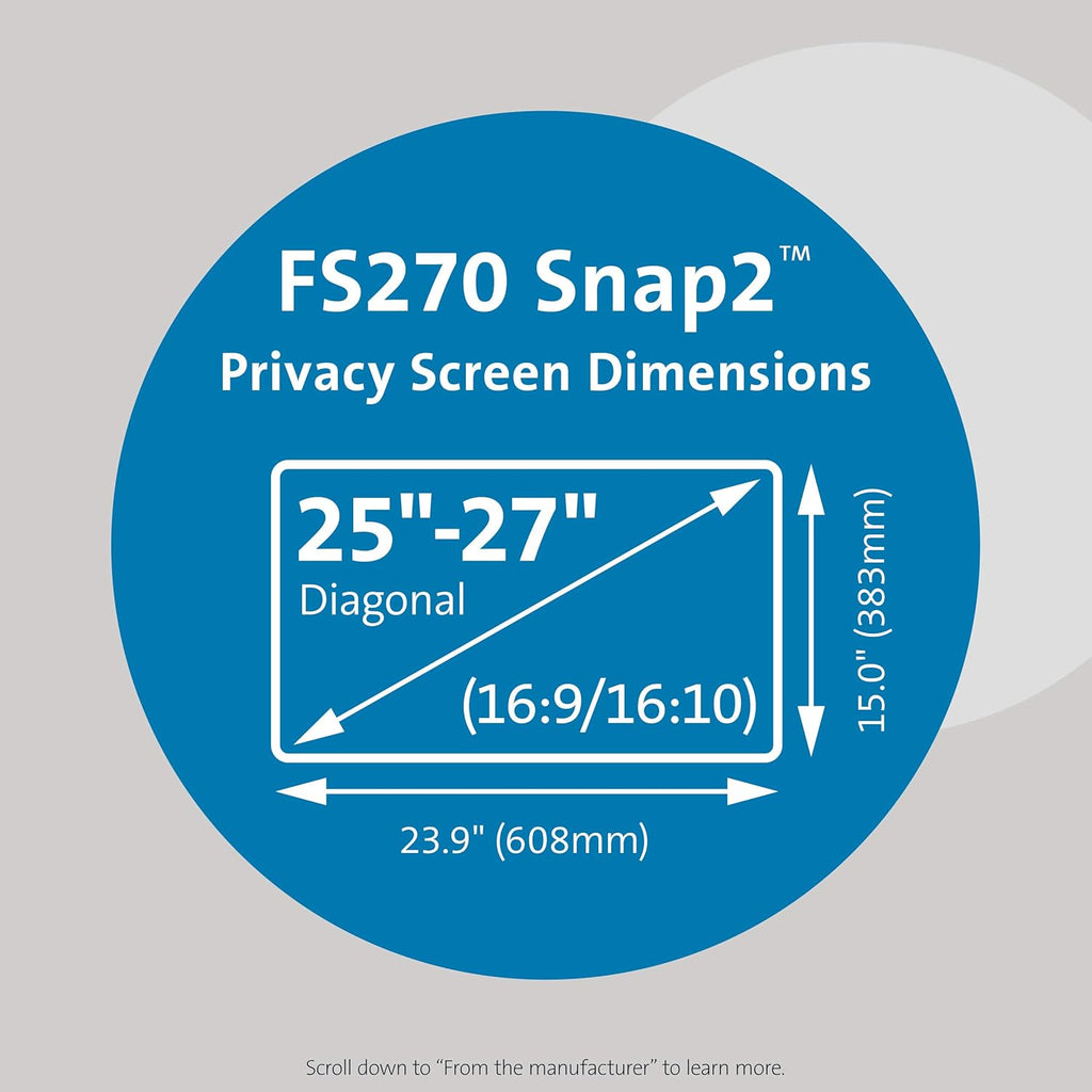 Privacy Screen for 25-Inch to 27-Inch Widescreen 16:10 and 16:9 Monitors I120