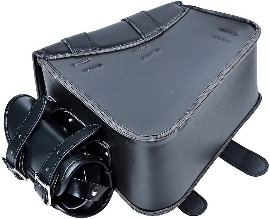 Left Black Soft PU Leather Solo Swing Arm Saddle Bag with Side Storage T88101