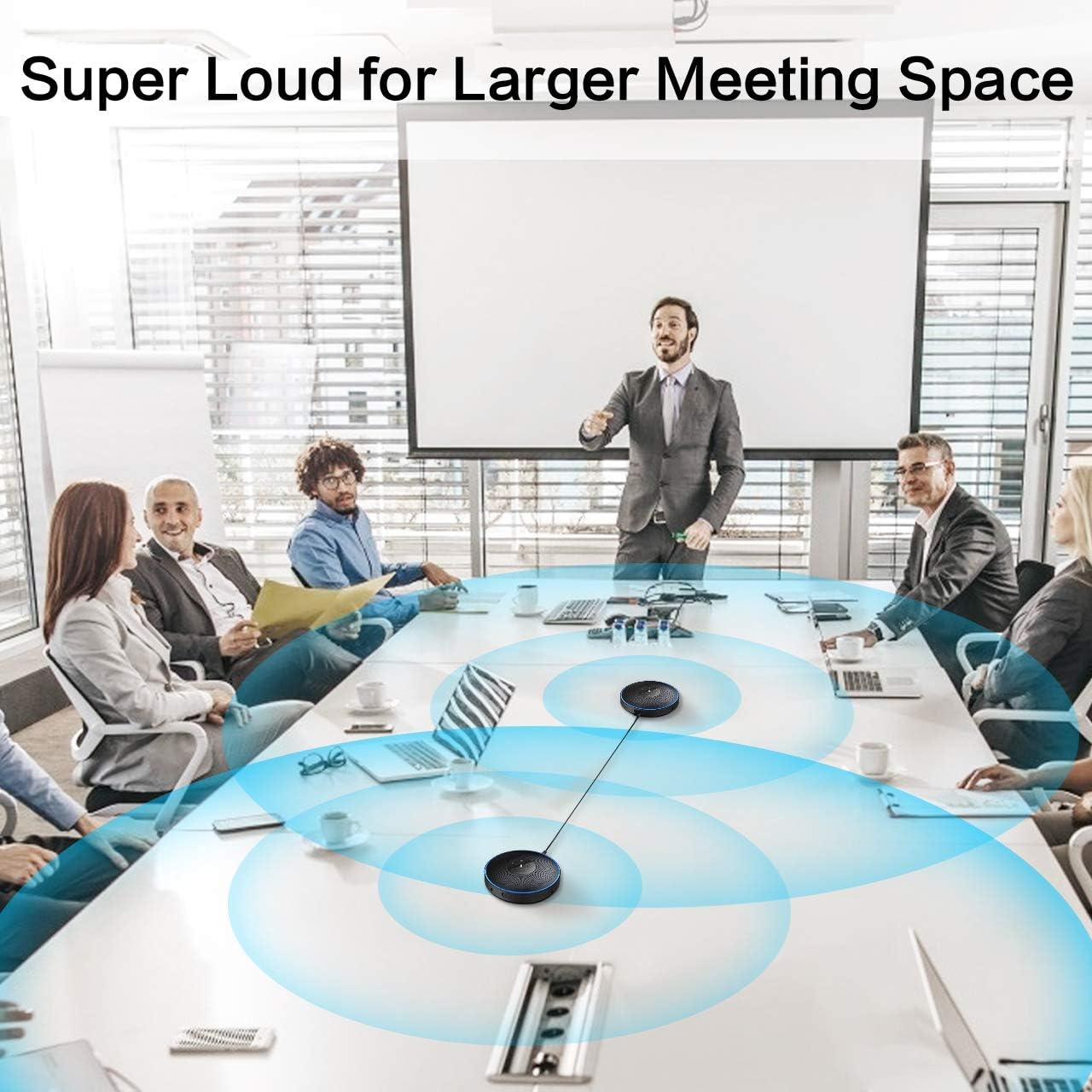 Wireless Speakerphone with 360° Voice Pick-up and 8 AI Noise Cancellation Mics A849