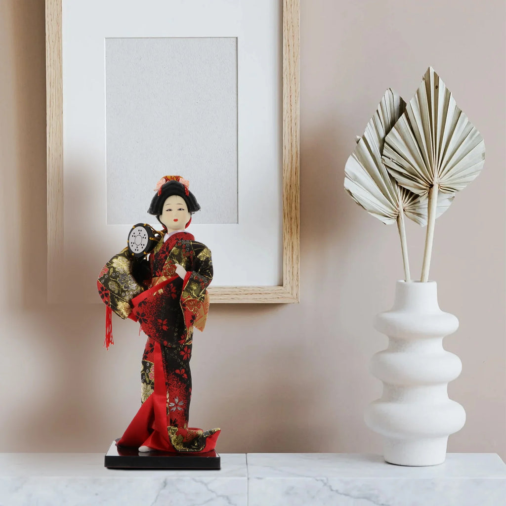 2 Pc Silk Geisha Dolls Japanese Folk Crafts A30613