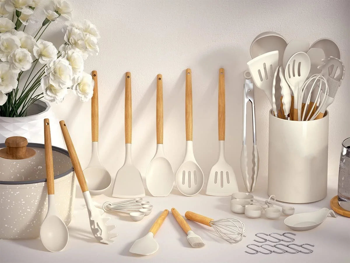 33 Pcs Non-Stick Silicone Cooking Utensil Set with Holder A594966