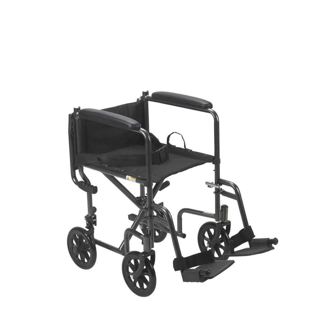 Lightweight Steel Transport Wheelchair Fixed Full Arms 19x22 Seat Y46211