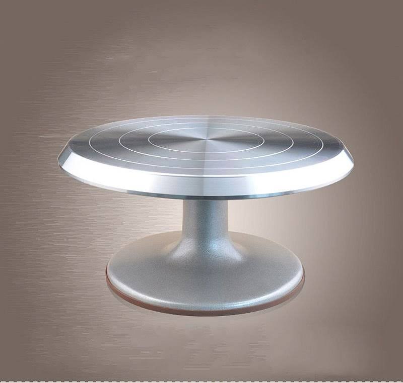 Silver Aluminum Alloy Rotating Cake Turntable Stand P44997