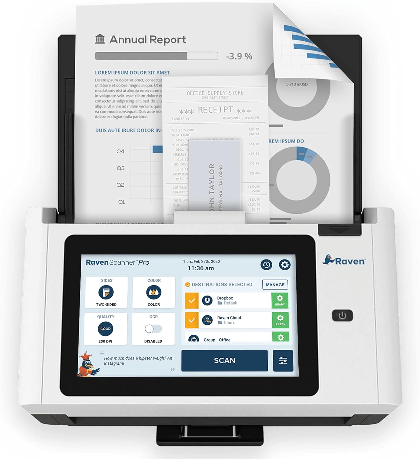 Document Scanner with Touchscreen and Duplex Feeder V112610