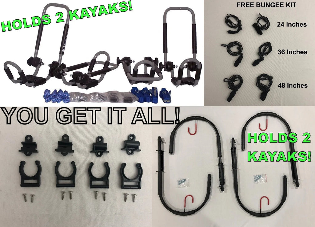 Folding Kayak Rack Roof Top and Wall Carrier Bundle X344221