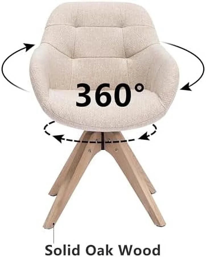 Mid Century Modern Swivel Fabric Accent Chair with Oak Wood Legs I10555