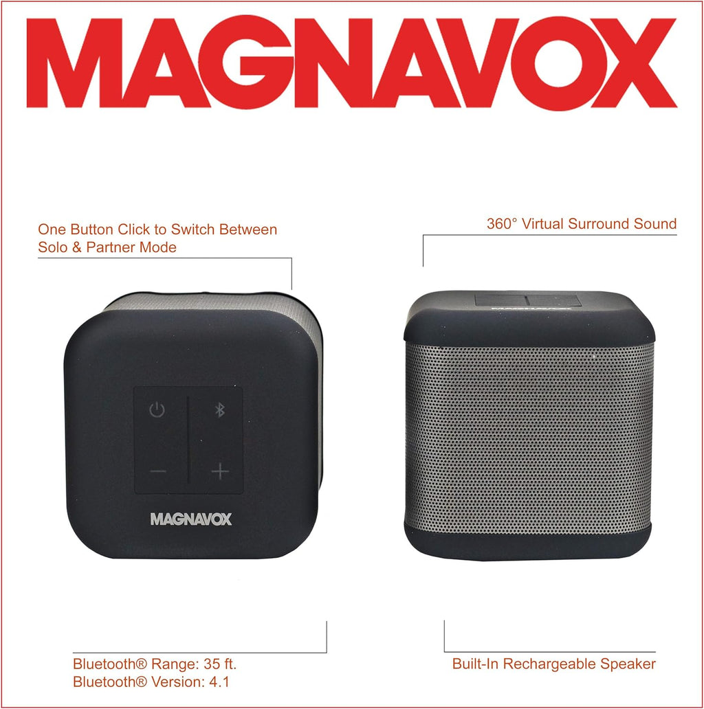 Silver and Black Stereo Speakers, Bluetooth, Pack of 2 C6477