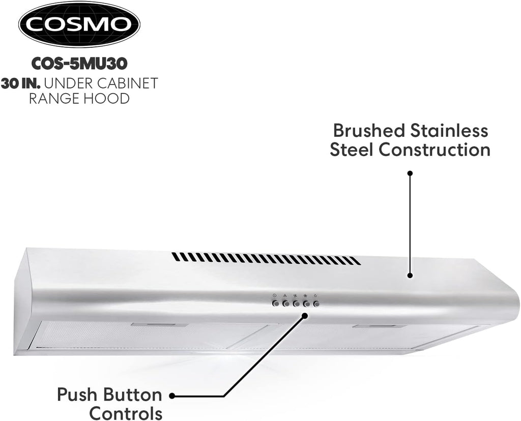 30 in. Under Cabinet Range Hood Ductless Convertible Duct Stainless Steel Q6006