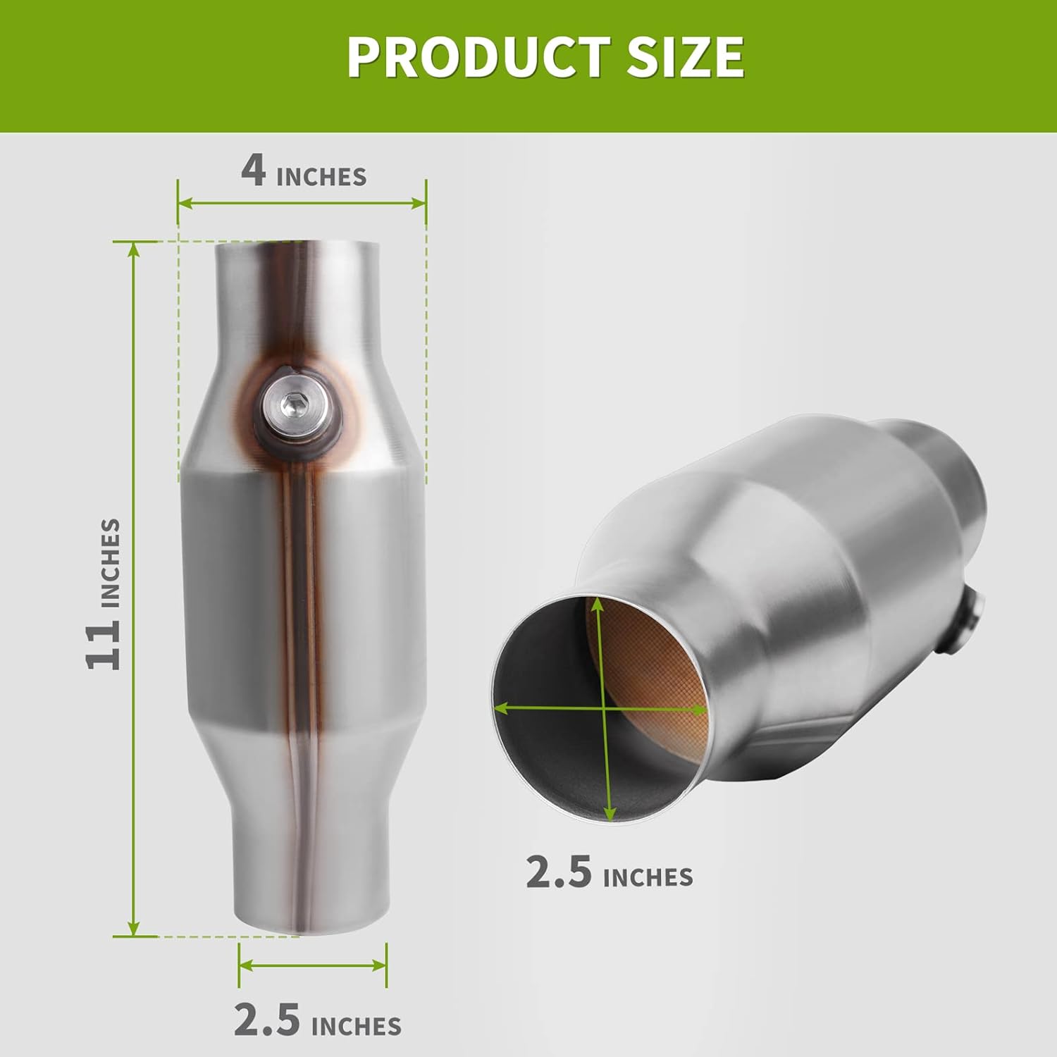 2 Pack 2.5" Inlet/Outlet Universal Catalytic Converters with O2 Port Q43593