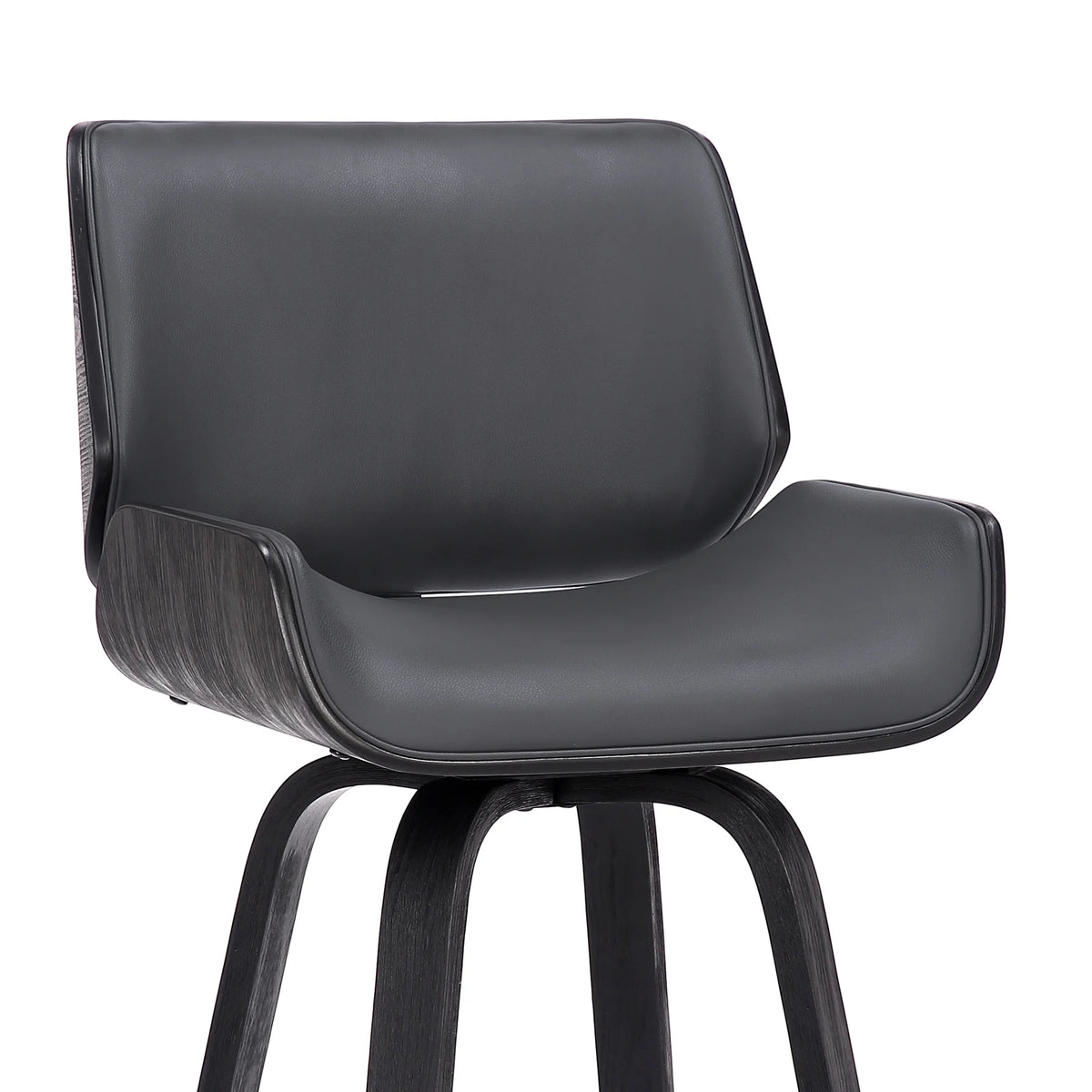 Faux Leather Wood Swivel Counter Stool in Gray/Black T59646