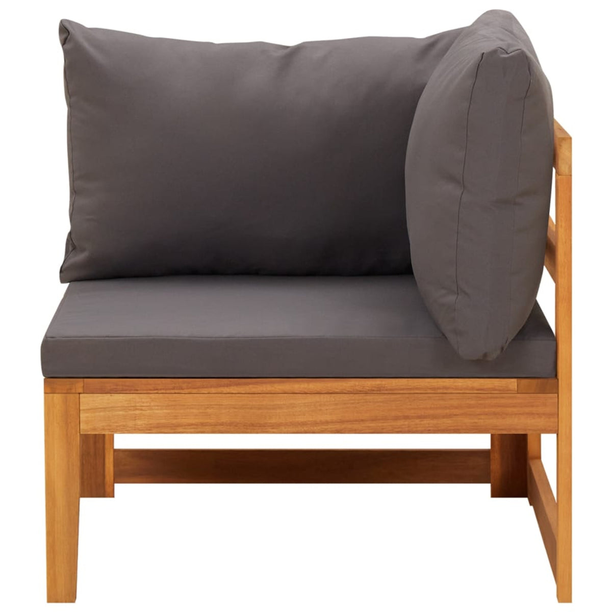 3 Piece Dark Gray Cushioned Corner Sofa and Table Acacia Wood Sectional Outdoor Furniture Set N25013