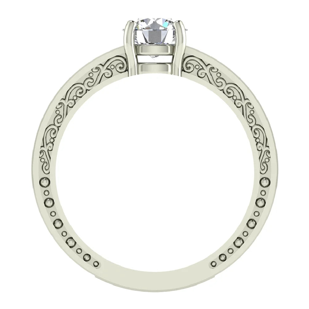 18K White Gold Solitaire Wedding Ring K28614