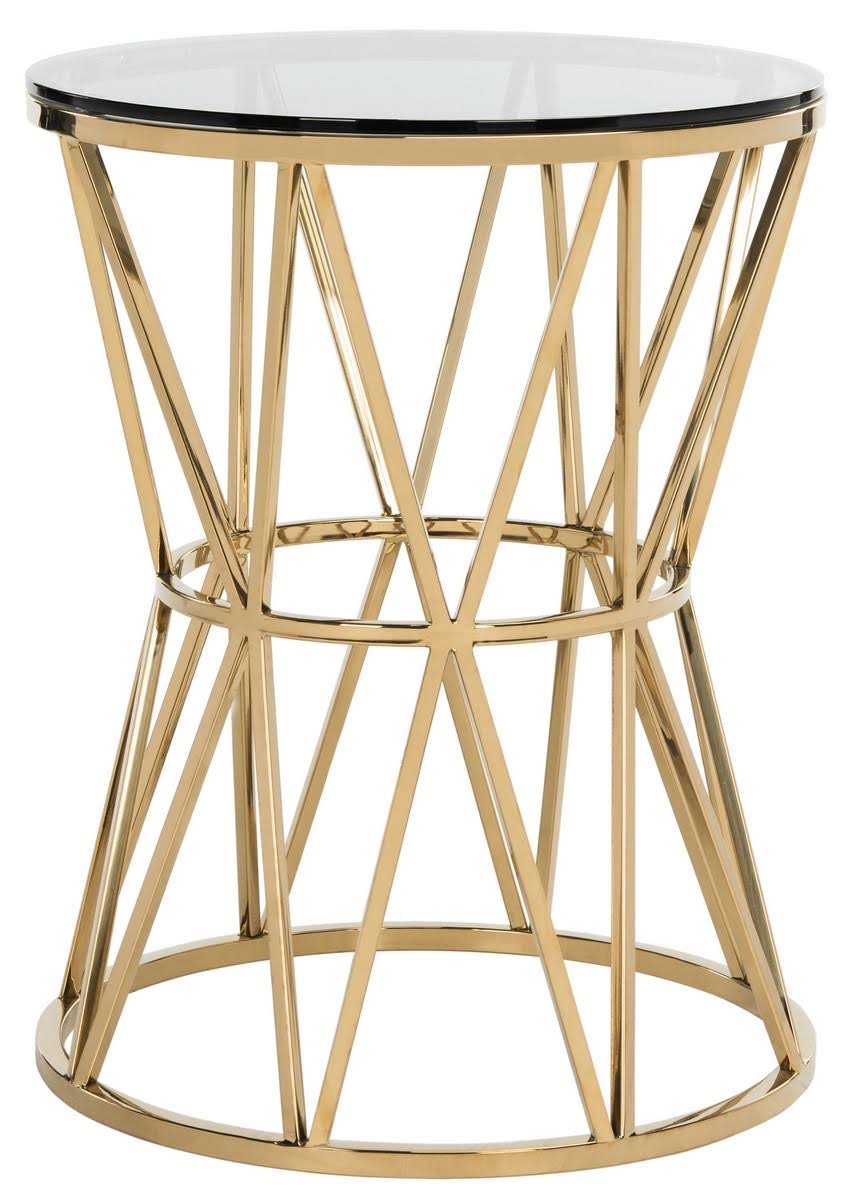 Gold Glass Top End Table G61405