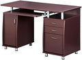 Gray Home Office Computer Desk with CPU Storage Cabinet and Hanging File Cabinet G481429