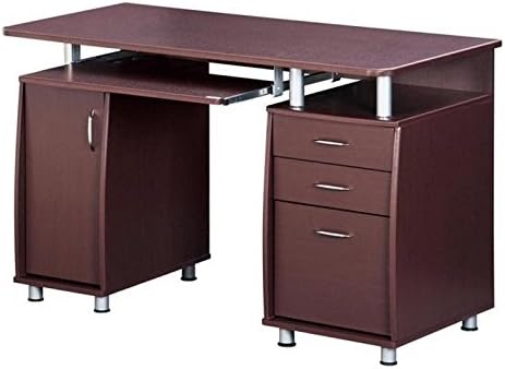 Gray Home Office Computer Desk with CPU Storage Cabinet and Hanging File Cabinet G481429