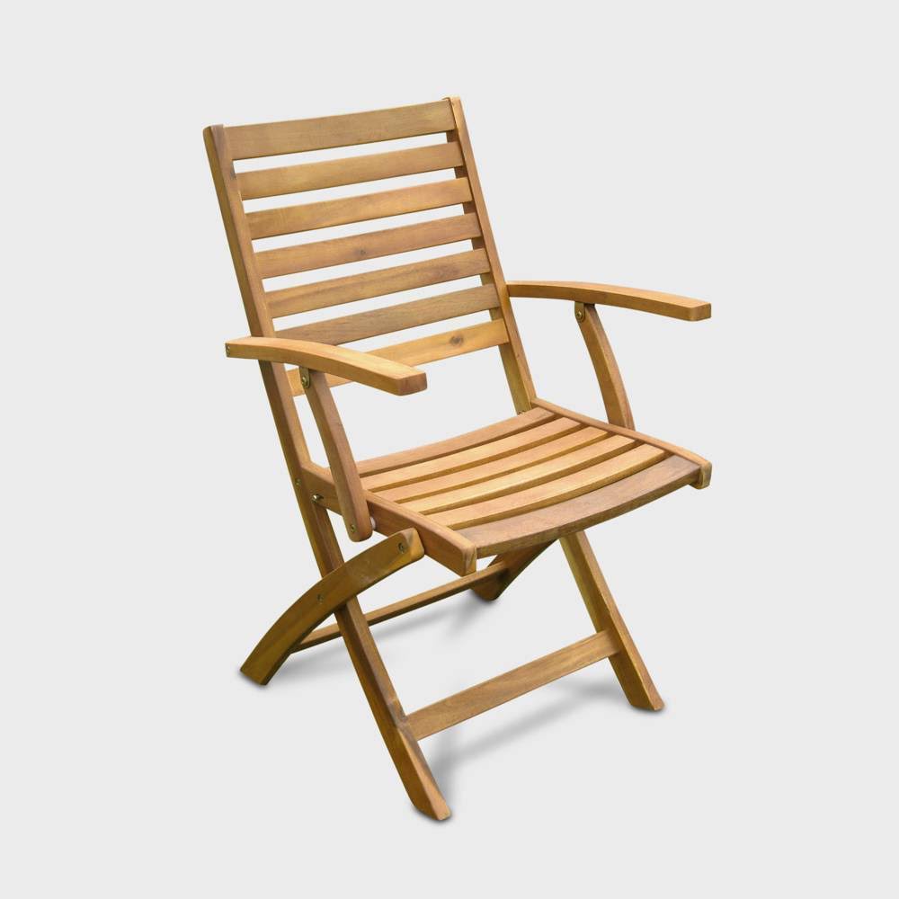Acacia Folding Ladder Back Armchairs - Set of 2 S804