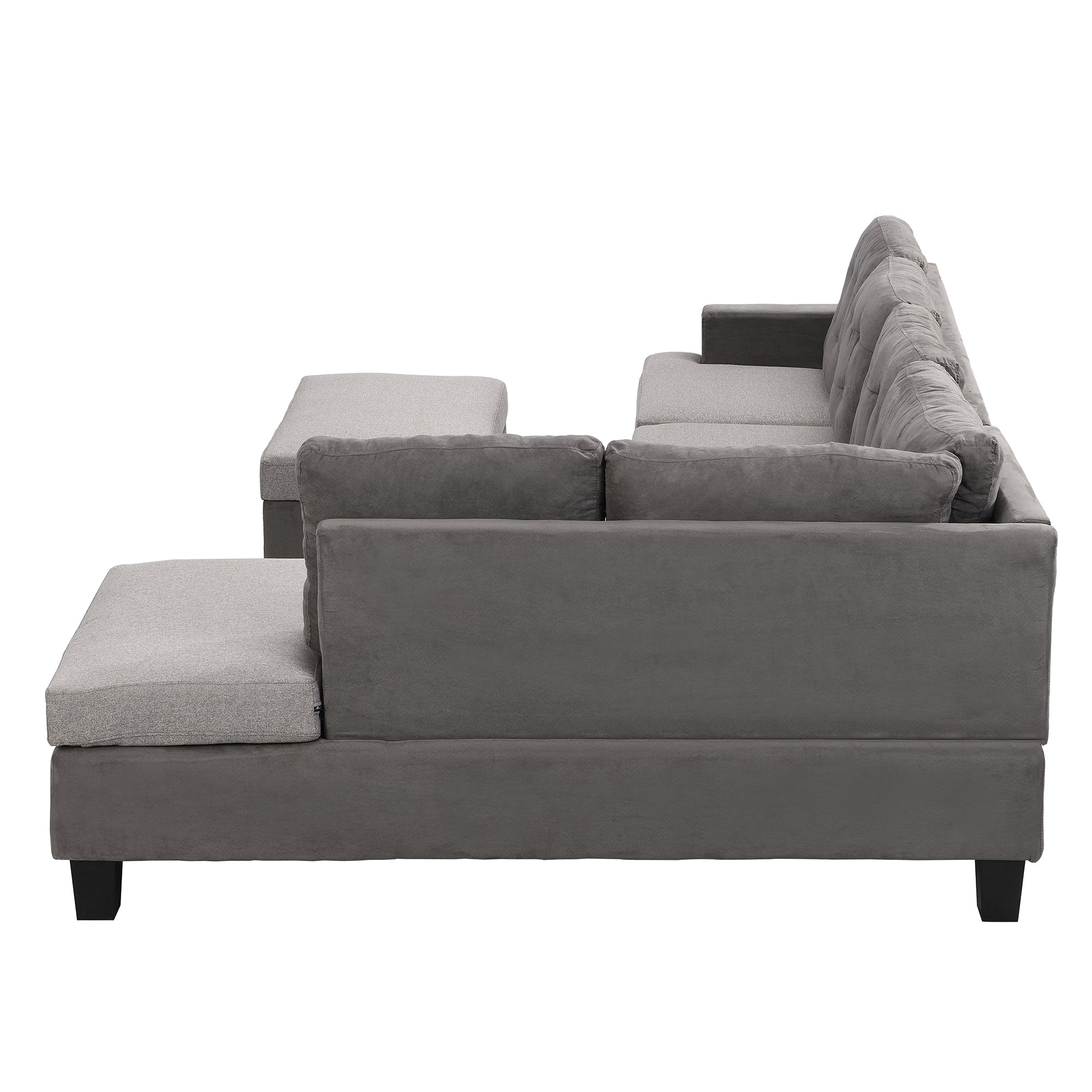 Gray Sofa Set with Chaise Lounge and Storage Ottoman O546