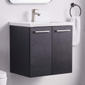 Black 2-Door Bathroom Vanity with White Ceramic Vessel Sink N702167