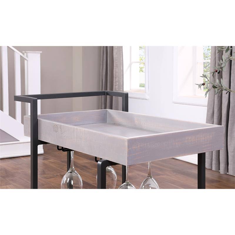 Antique Gray Wood Serving Cart O1603