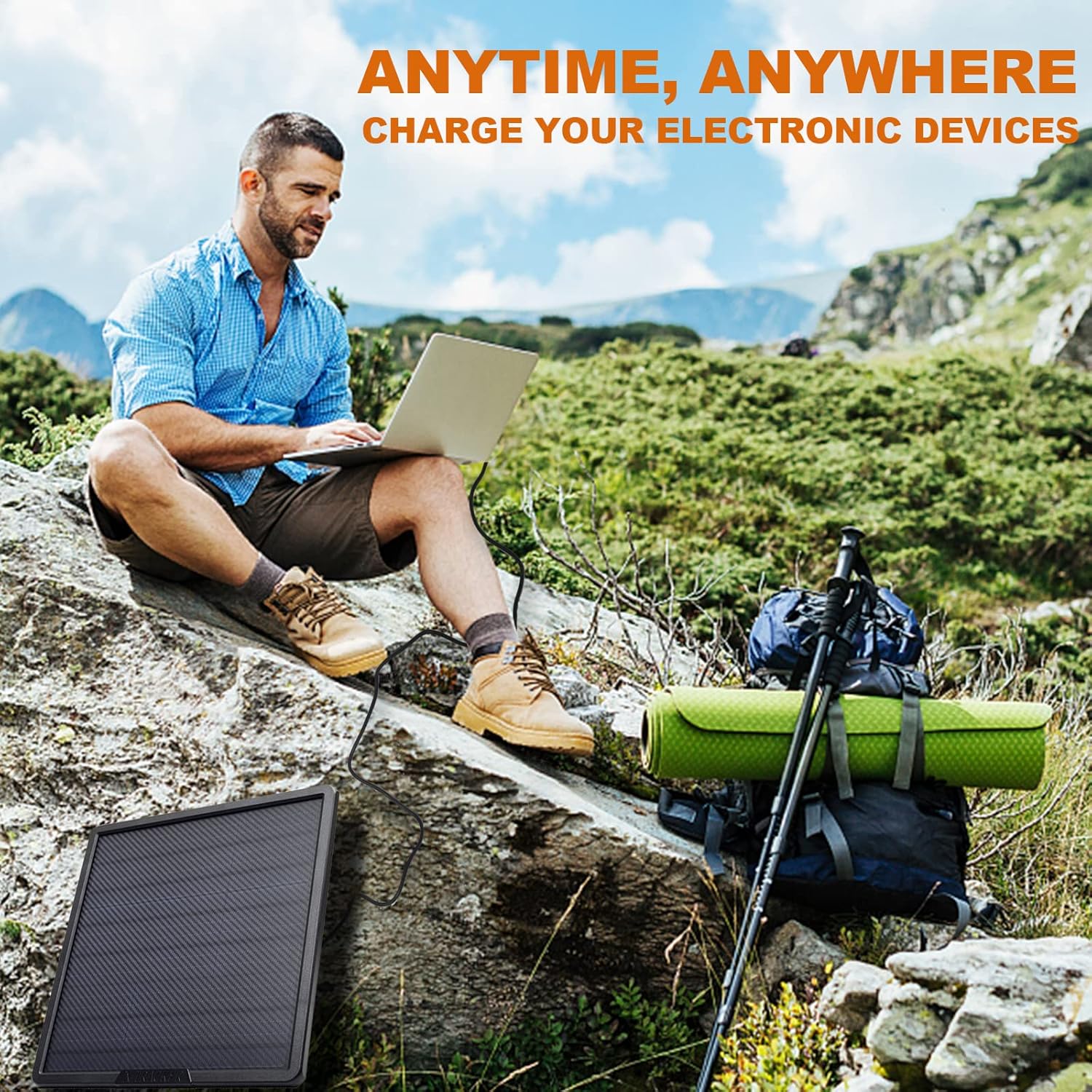 Portable Solar Panel Charger 20W USB-C with 25000mAh Battery Y388028