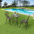 3-Piece Aluminum Round Outdoor Bistro Set with Umbrella Hole J2047