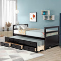 White Wood Twin Bed with Trundle and 3 Storage Drawers U794124