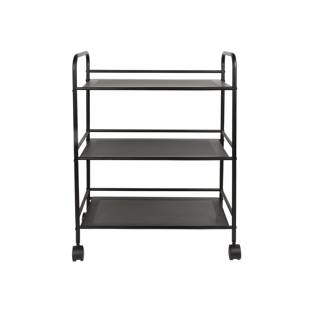3 Tier Metal Cart with Wheels, Black J3044