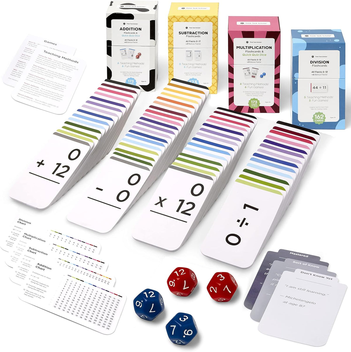681 Math Flash Cards & Math Dice Addition Subtraction Multiplication Division V1416