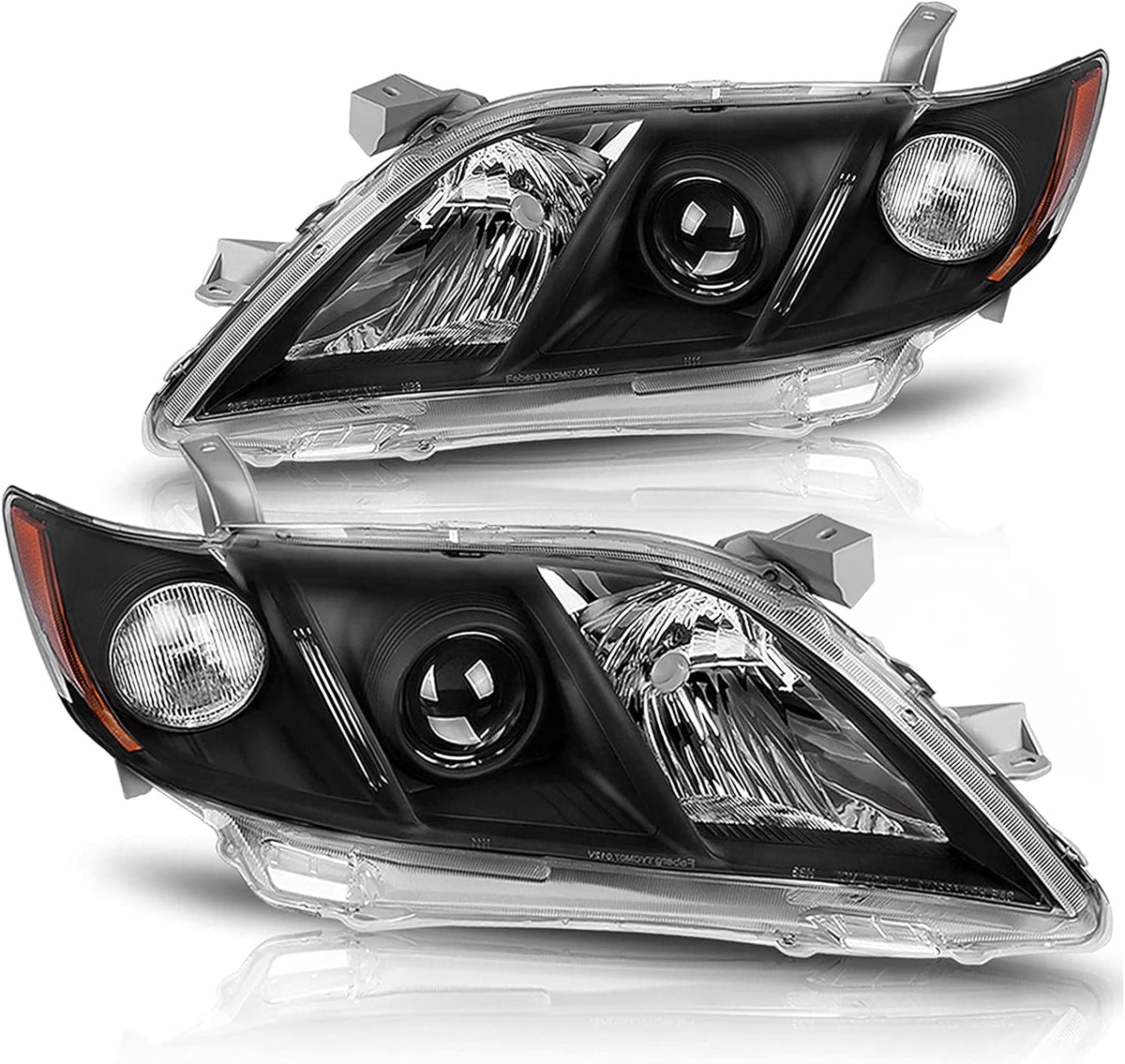 Black Housing Headlight Assembly with Amber Reflector Clear Lens K10685