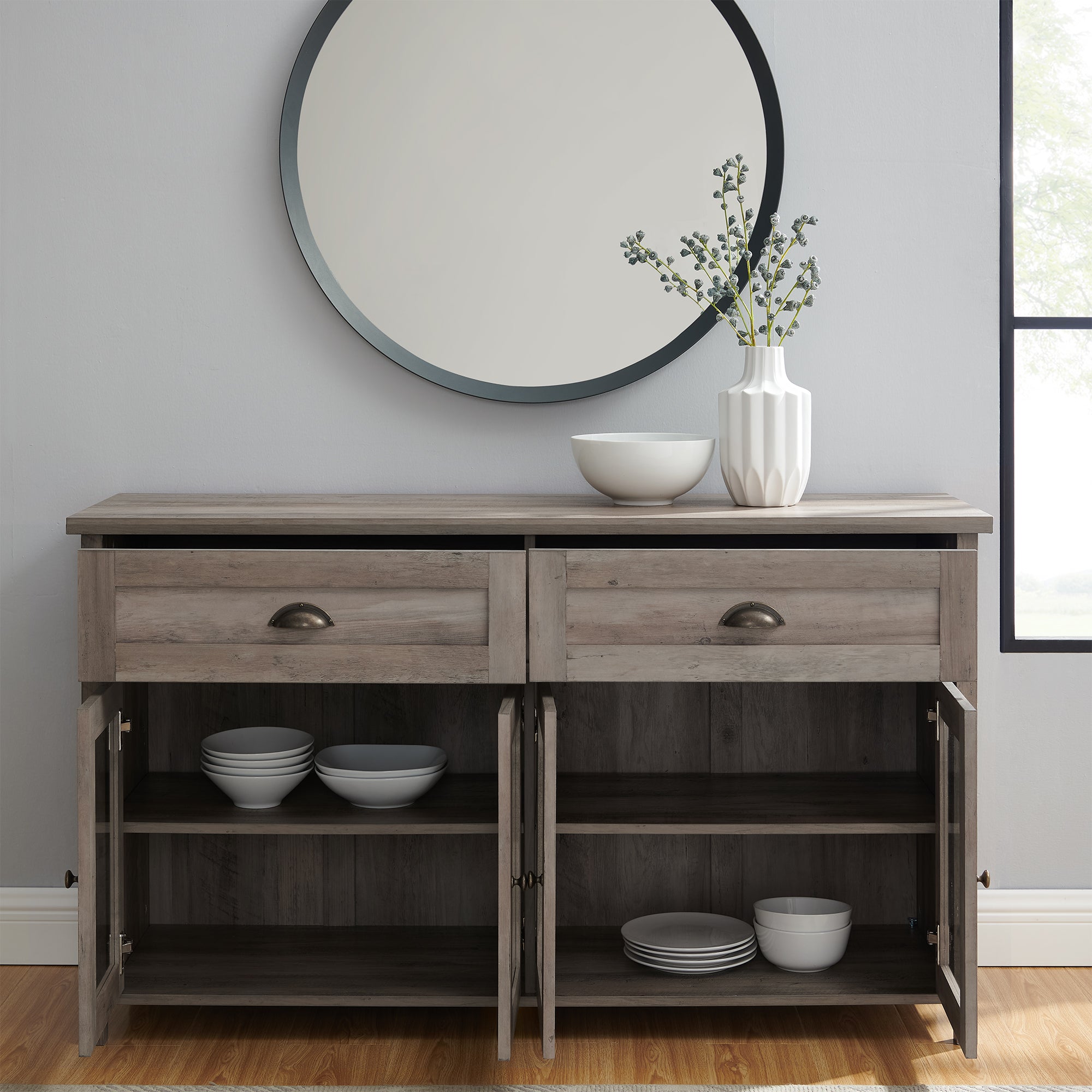Grey Wash 4 Door TV Stand Q86337