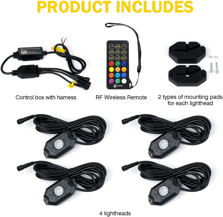 RGBW LED Rock Lights Kit, 4 Pods H687