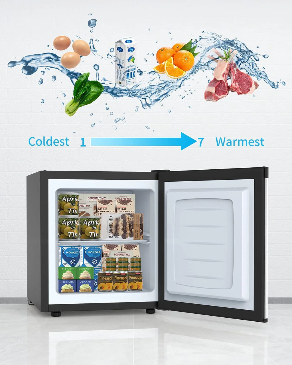 1.1 Cu.Ft Compact Upright Freezer with Shelf & Adjustable Thermostat E972