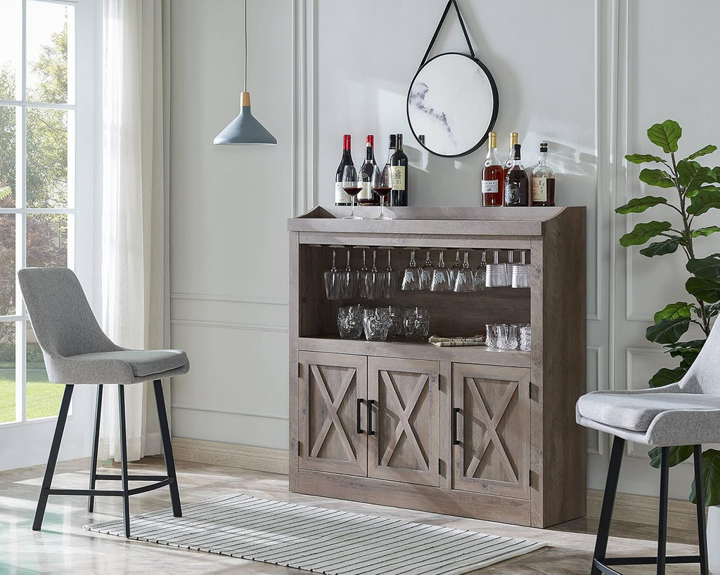 Charcoal Bar Cabinet with Wooden Doors P28646
