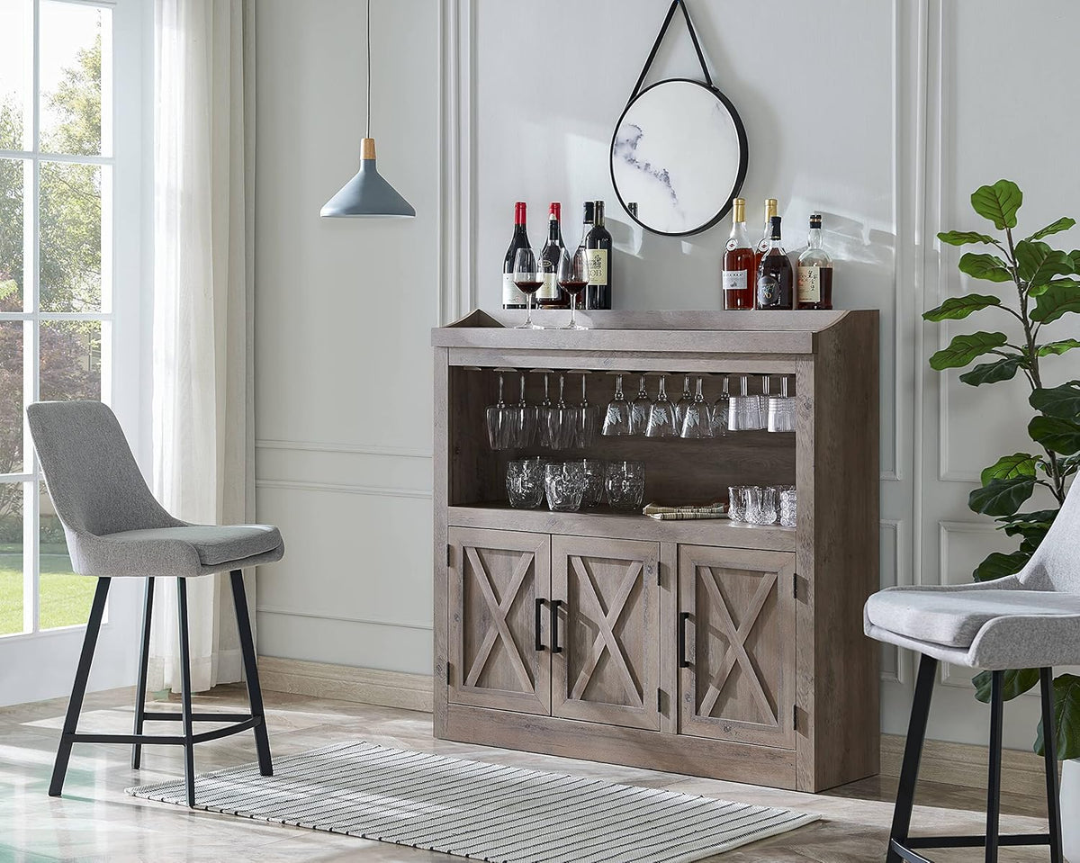 Charcoal Bar Cabinet with Wooden Doors P28646
