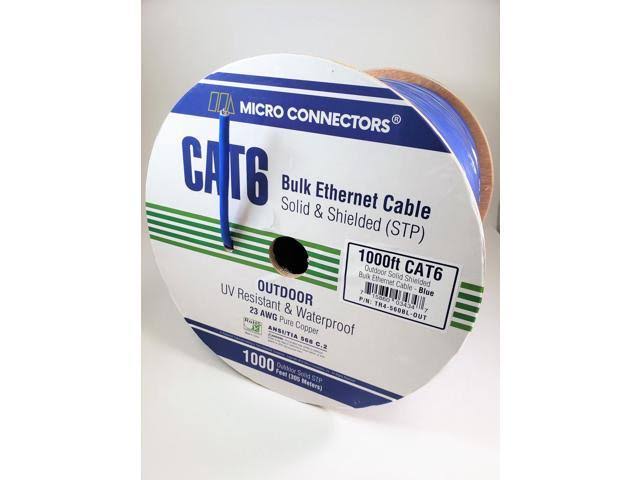 1000ft Solid Shielded (STP) Cat6 Outdoor UV Resistant Bulk Ethernet Cable M36701