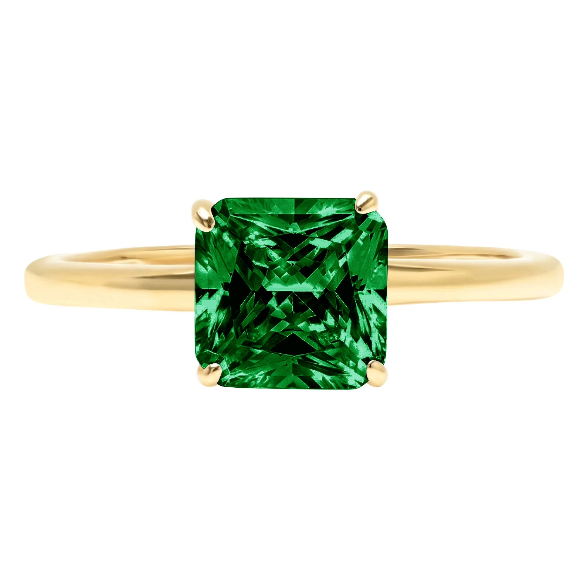 2.5ct Asscher Cut Green Simulated Emerald 18k Yellow Gold Ring Size 8.75 O264663