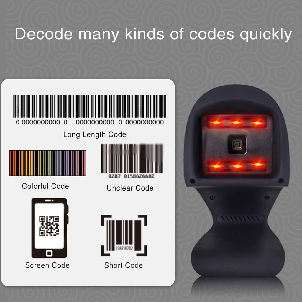 Automatic 1D 2D Omnidirectional Hands-Free USB Barcode Scanner M21698